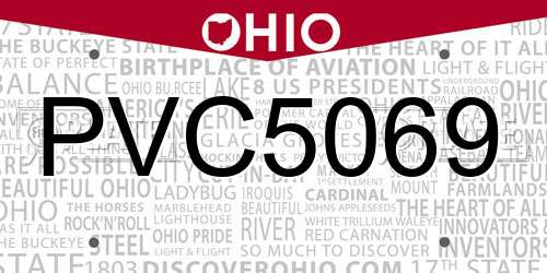 PVC5069 Ohio License Plate