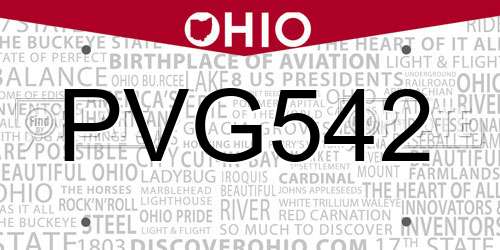 PVG542 Ohio License Plate