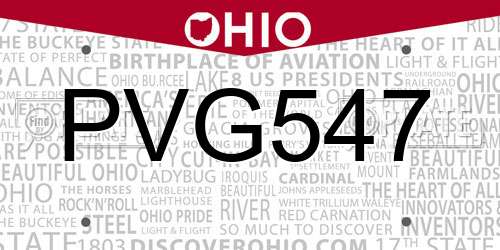 PVG547 Ohio License Plate