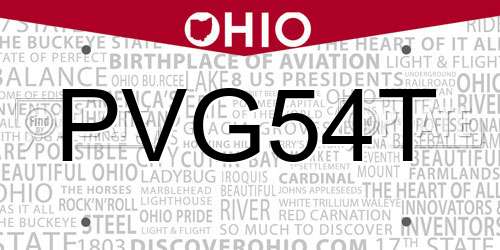 PVG54T Ohio License Plate