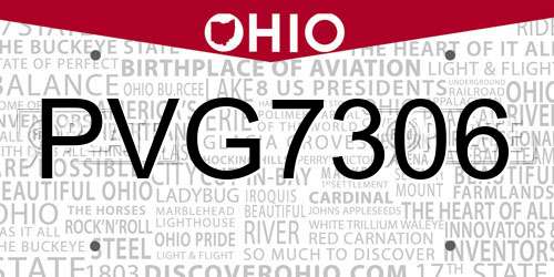 PVG7306 Ohio License Plate