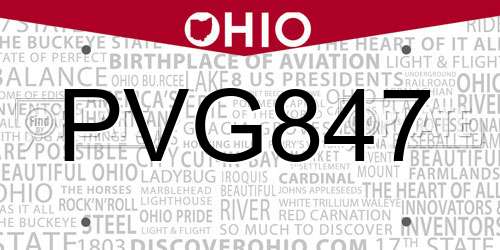 PVG847 Ohio License Plate