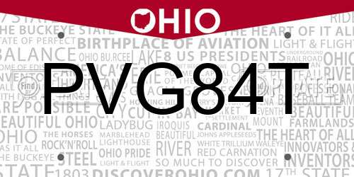 PVG84T Ohio License Plate
