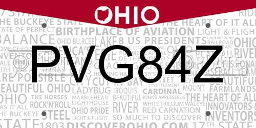PVG84Z Ohio License Plate