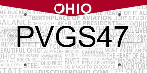 PVGS47 Ohio License Plate