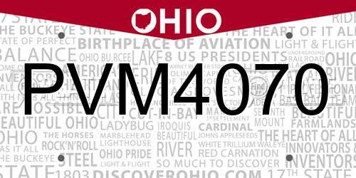 PVM4070 Ohio License Plate