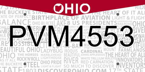 PVM4553 Ohio License Plate