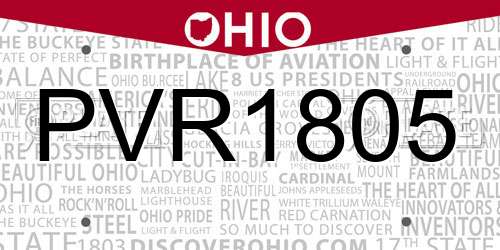 PVR1805 Ohio License Plate