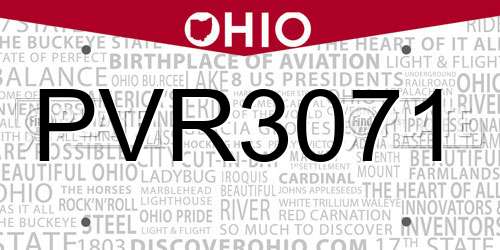 PVR3071 Ohio License Plate