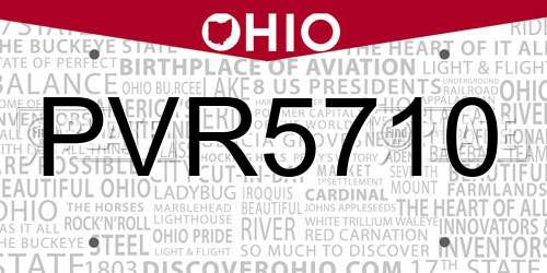PVR5710 Ohio License Plate