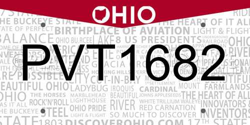 PVT1682 Ohio License Plate