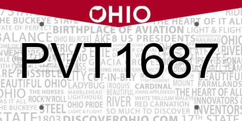 PVT1687 Ohio License Plate
