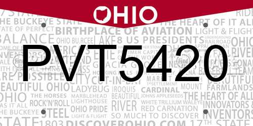 PVT5420 Ohio License Plate