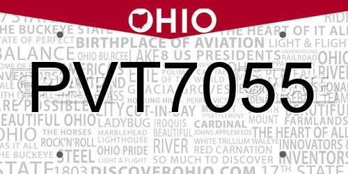 PVT7055 Ohio License Plate