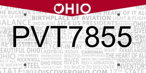 PVT7855 Ohio License Plate