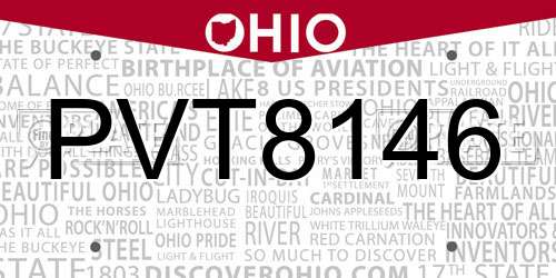 PVT8146 Ohio License Plate