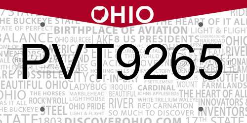 PVT9265 Ohio License Plate