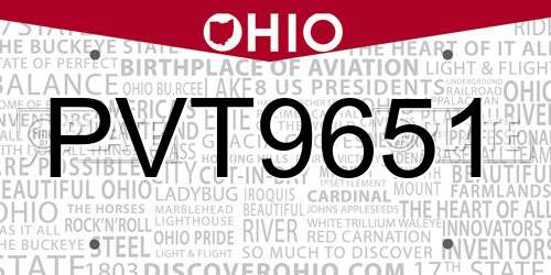 PVT9651 Ohio License Plate