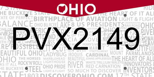 PVX2149 Ohio License Plate