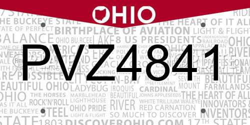 PVZ4841 Ohio License Plate