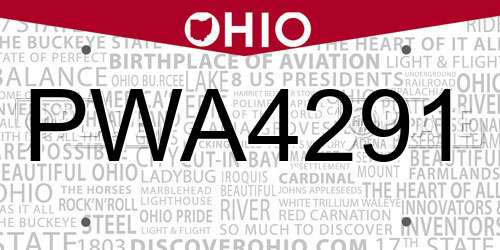 PWA4291 Ohio License Plate