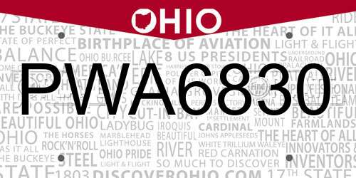 PWA6830 Ohio License Plate
