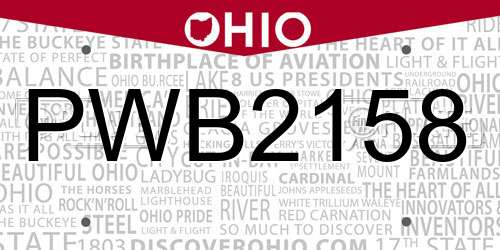PWB2158 Ohio License Plate
