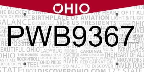 PWB9367 Ohio License Plate