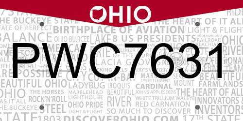 PWC7631 Ohio License Plate