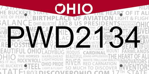 PWD2134 Ohio License Plate