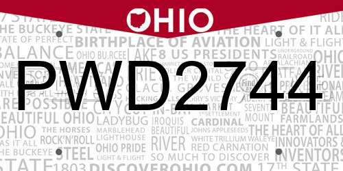 PWD2744 Ohio License Plate
