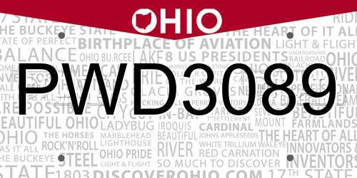 PWD3089 Ohio License Plate