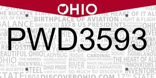PWD3593 Ohio License Plate