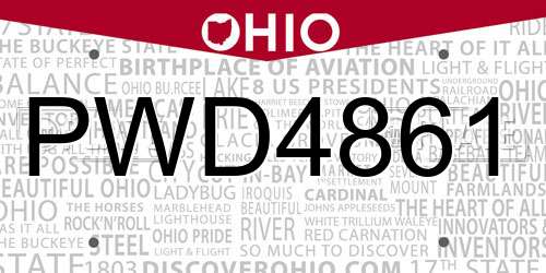 PWD4861 Ohio License Plate