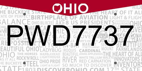 PWD7737 Ohio License Plate