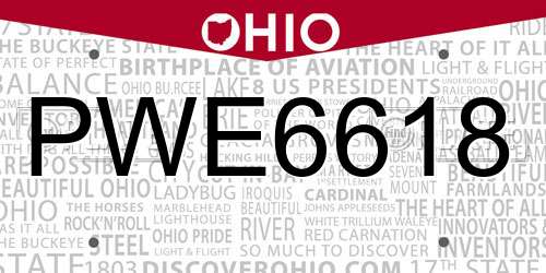 PWE6618 Ohio License Plate