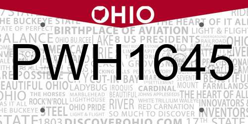 PWH1645 Ohio License Plate