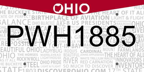 PWH1885 Ohio License Plate