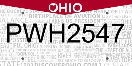 PWH2547 Ohio License Plate