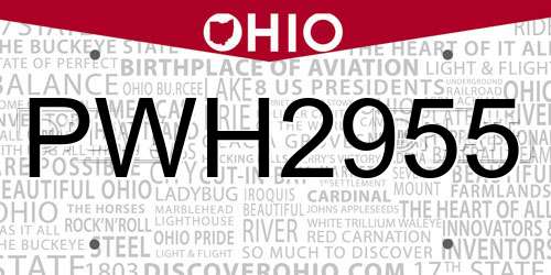 PWH2955 Ohio License Plate