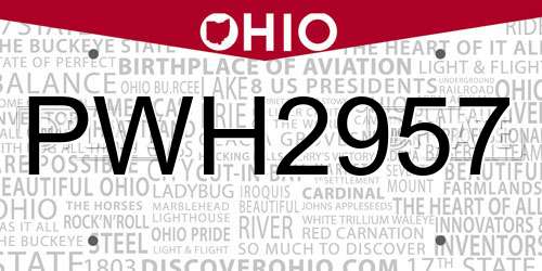 PWH2957 Ohio License Plate