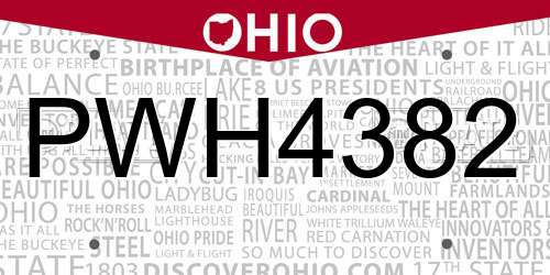 PWH4382 Ohio License Plate
