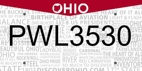 PWL3530 Ohio License Plate