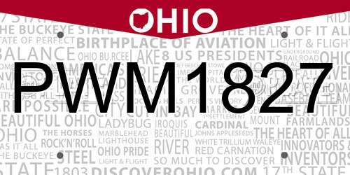PWM1827 Ohio License Plate