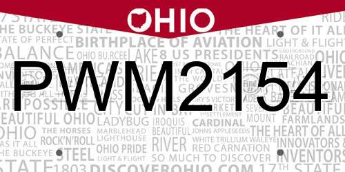 PWM2154 Ohio License Plate
