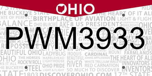 PWM3933 Ohio License Plate