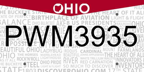 PWM3935 Ohio License Plate
