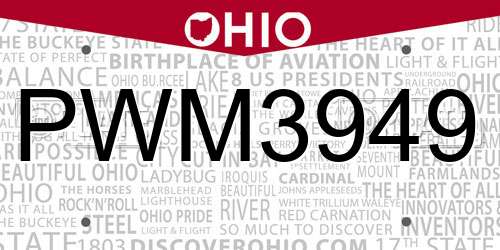 PWM3949 Ohio License Plate