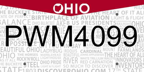 PWM4099 Ohio License Plate