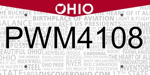 PWM4108 Ohio License Plate